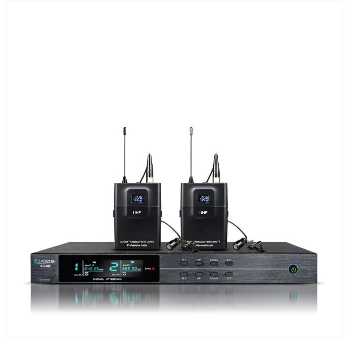 真分级无线一拖二胸麦话筒