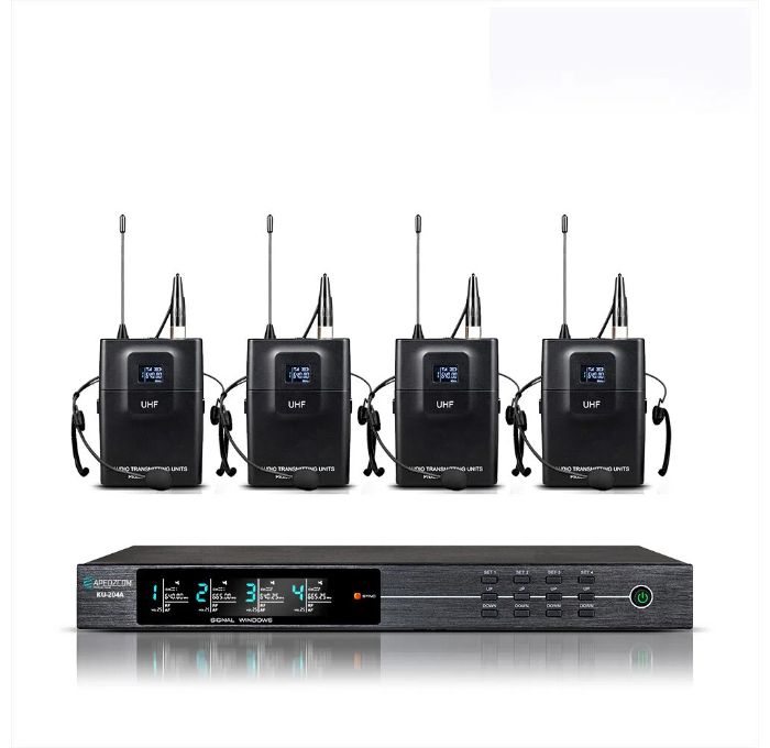 真分级无线一拖四头戴话筒